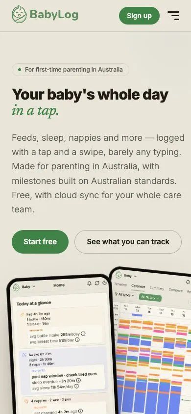 BabyLog mobile